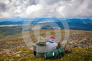 Atmospheric moment for lovers in the mountains