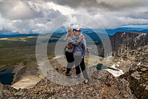 Atmospheric moment for lovers in the mountains