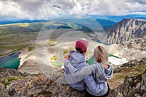 Atmospheric moment for lovers in the mountains