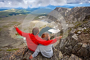 Atmospheric moment for lovers in the mountains.