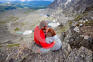 Atmospheric moment for lovers in the mountains.