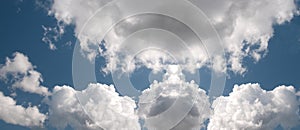 Atmospheric sky art image. White Cumulonimbus cloud in blue sky. Australia