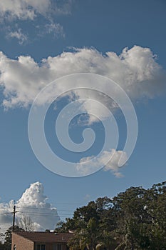 Atmospheric sky art image. White Cumulus cloud in blue sky. Australia