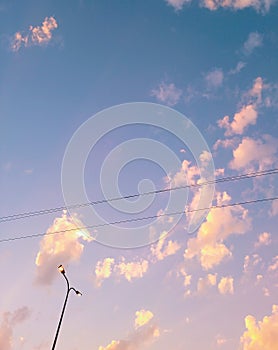 Atmospheric sky with lighting clouds