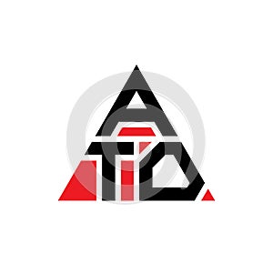 ATO triangle letter logo design with triangle shape. ATO triangle logo design monogram. ATO triangle vector logo template with red