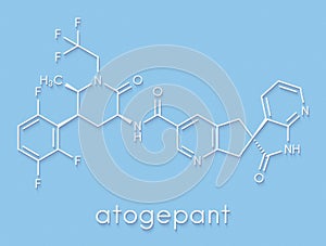 Atogepant migraine drug molecule CGRP inhibitor. Skeletal formula. photo