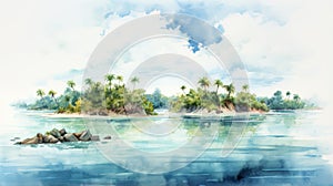 Atoll Of India Watercolor Illustration photo
