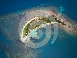 Atoll island above view