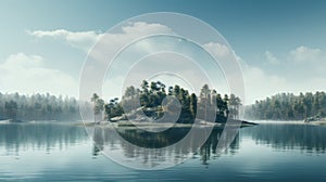 Atoll Of A Lake: A Vray Tracing Inspired Photo-realistic Landscape