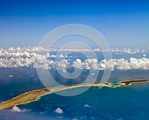 The atoll ring in ocean.Polynesia.