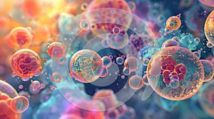 Atom abstrac background, Molecular science background image and atomic model