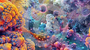 Atom abstrac background, Molecular science background image and atomic model