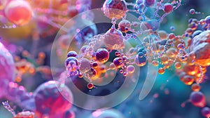 Atom abstrac background, Molecular science background image and atomic model