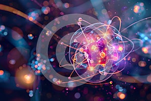 Atom abstrac background, Molecular science background image and atomic model