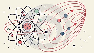 Atom with Abstract Energy Paths, Science and Innovation, vector design Generative AI