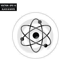 Atom black and white flat icon