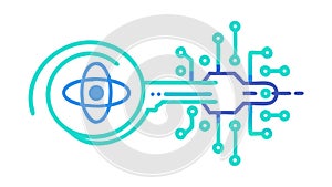 Atom and Circuitry: Quantum Computing and Digital Science Icon, vector design Generative AI