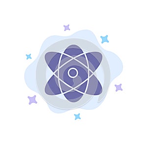 Atom, Education, Physics, Science Blue Icon on Abstract Cloud Background