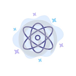 Atom, Education, Physics, Science Blue Icon on Abstract Cloud Background