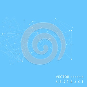 Atom geometric structure. Abstract polygonal with connecting dots and lines. Global connect element. Data concept vector