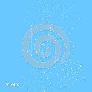Atom geometric structure. Abstract polygonal with connecting dots and lines. Global connect element. Data concept vector