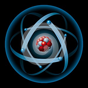 Atom having nucleus and electrons