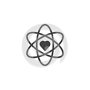 Atom and heart shape vector icon