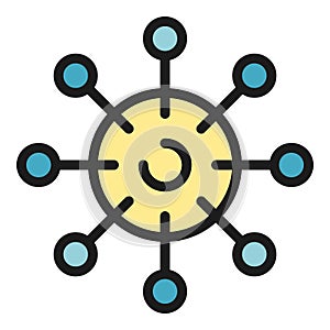 Atom hierarchy icon color outline vector