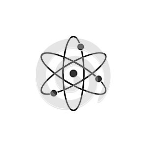 Atom icon isolated. Symbol of science, education, nuclear physics, scientific research. Electrons and protonssign. Flat