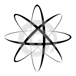 Atom icon. Modern abstract scientific symbol. Vector illustration isolated on background.