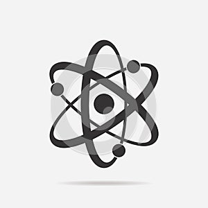 Atom icon. Molecule chemical sign on light background. Vector