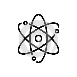 Black line icon for Atom, particle and molecule