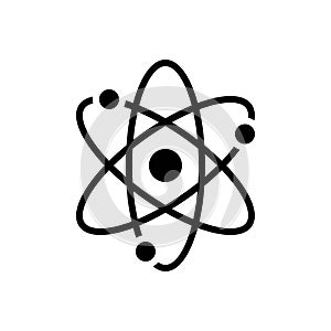 Black solid icon for Atom, particle and molecule