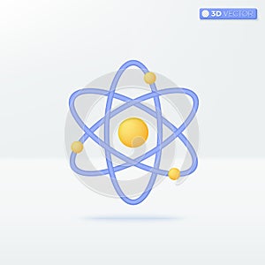 Atom icon symbols. Nucleus, molecular chemistry, orbital electrons, physics scienc concept. 3D vector isolated illustration design