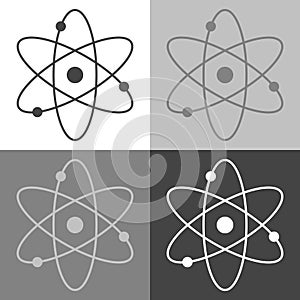 Atom icon. Vector atrom set on white-grey-black color