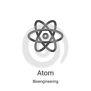 atom icon vector from bioengineering collection. Thin line atom outline icon vector illustration. Linear symbol for use on web and