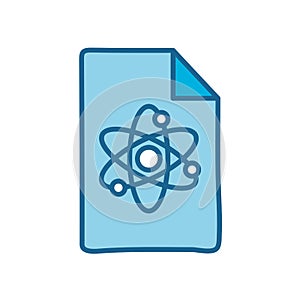 Atom inside document paper line and fill style icon vector design