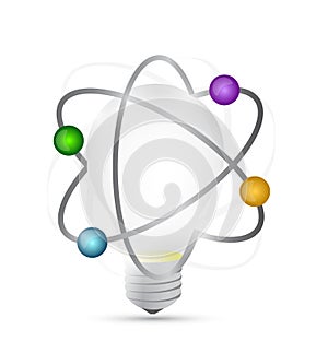 Atom light idea bulb illustration design