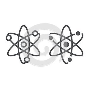 Atom line and glyph icon, school and education, physics sign vector graphics, a linear pattern on a white background,