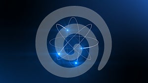 Atom model 3d illustration render