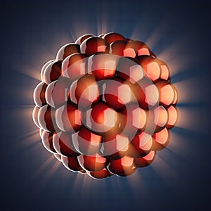 Atom model on blue background