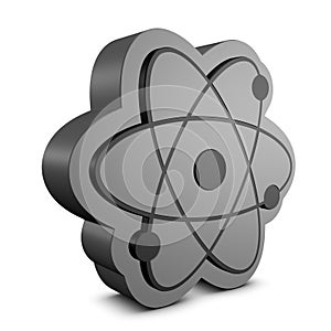 Atom Molecule Symbol - 3D Illustration - Isolated On White Background