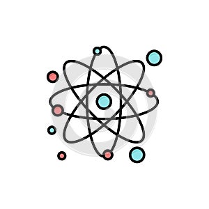 Atom, Particle, Molecule, Physics  Flat Color Icon. Vector icon banner Template