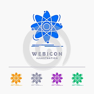 Atom, science, chemistry, Physics, nuclear 5 Color Glyph Web Icon Template isolated on white. Vector illustration