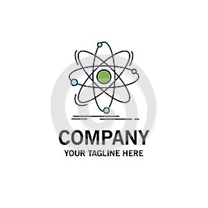 Atom, science, chemistry, Physics, nuclear Flat Color Icon Vector