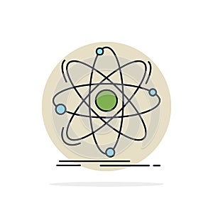 Atom, science, chemistry, Physics, nuclear Flat Color Icon Vector