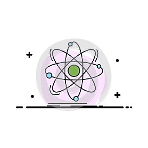 Atom, science, chemistry, Physics, nuclear Flat Color Icon Vector