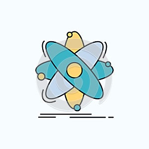 Atom, science, chemistry, Physics, nuclear Flat Icon. green and Yellow sign and symbols for website and Mobile appliation. vector
