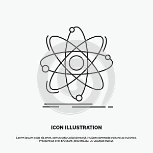 Atom, science, chemistry, Physics, nuclear Icon. Line vector gray symbol for UI and UX, website or mobile application