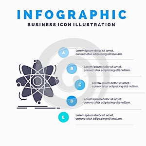 Atom, science, chemistry, Physics, nuclear Infographics Template for Website and Presentation. GLyph Gray icon with Blue